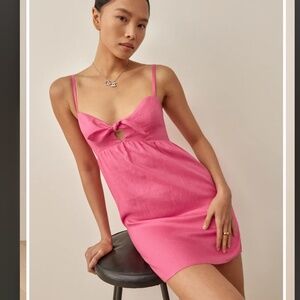 Reformation Ryland Linen Dress Snapdragon - Size 4